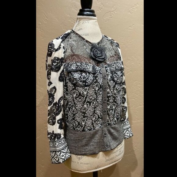 Byron Lars Beauty Mark Sheer Floral Blouse - Picture 1 of 1